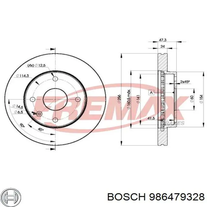 986479328 Bosch диск гальмівний передній