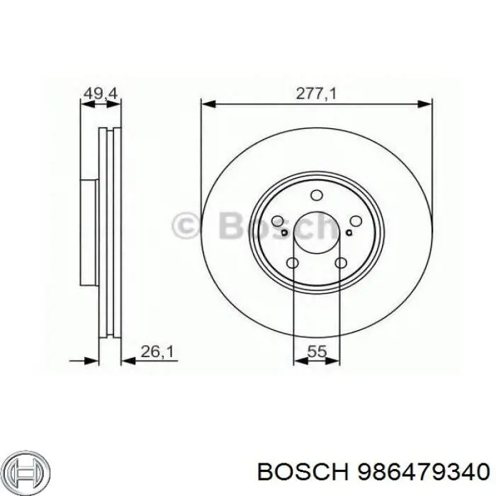 Диск переднього гальма Bosch 986479340 ціна, від 47.07 USD