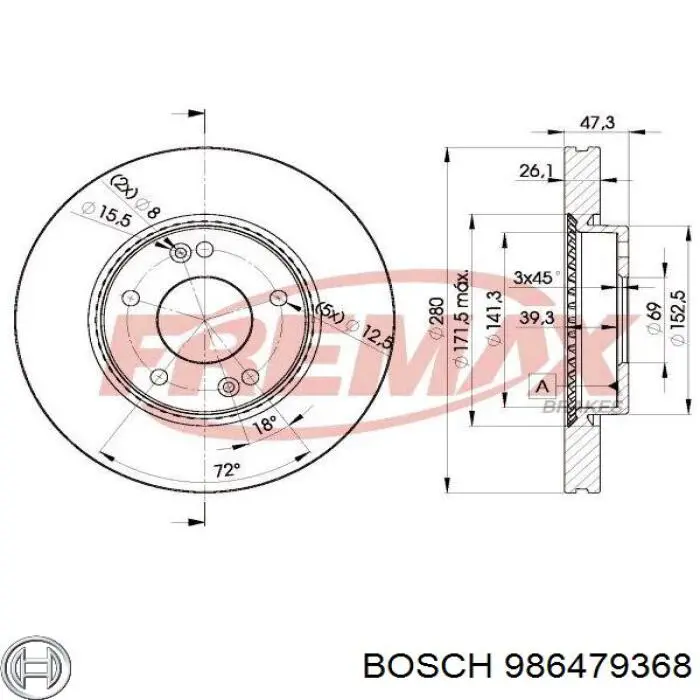 Гальмівні диски передні 986479368 Bosch