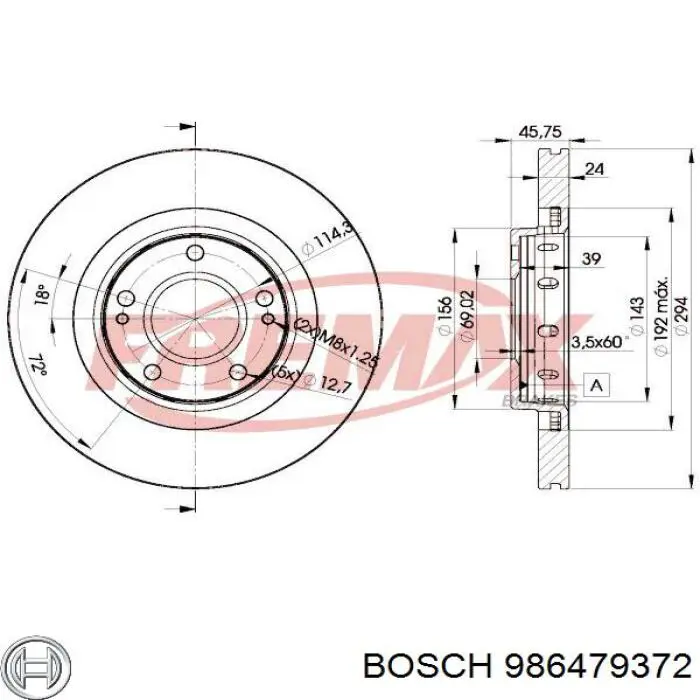 Диск переднього гальма Bosch 986479372 ціна, від 47.80 USD