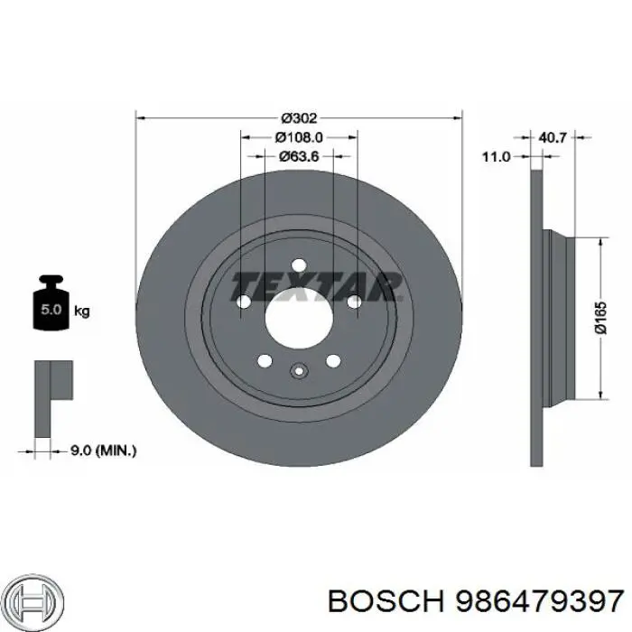 Диск гальмівний задній 986479397 Bosch