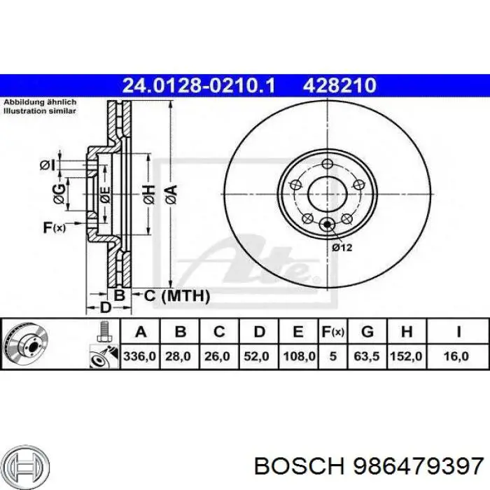 Задні дискові гальма Bosch 986479397 ціна, від 43.26 USD