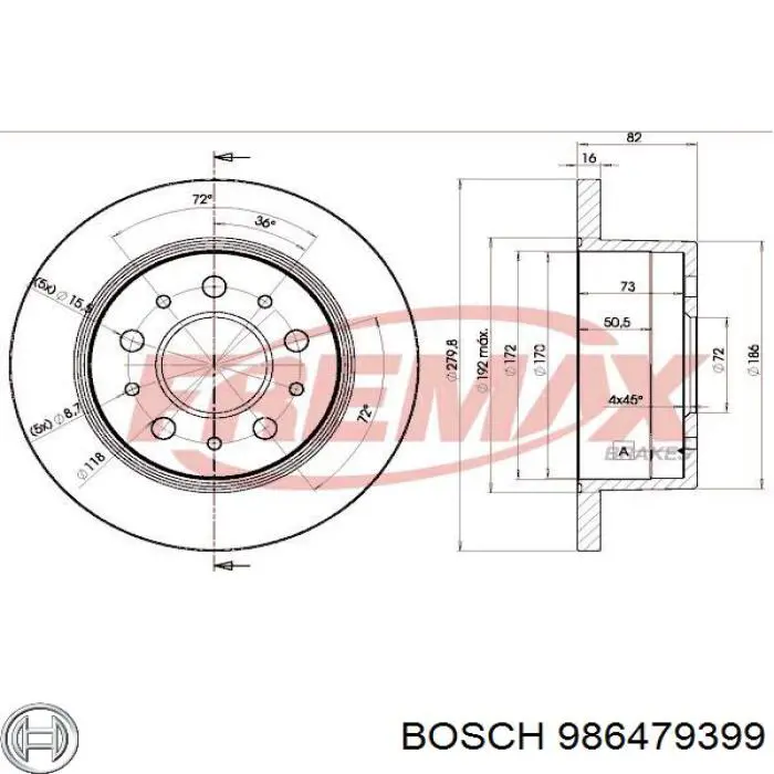 Диск гальмівний задній 986479399 Bosch