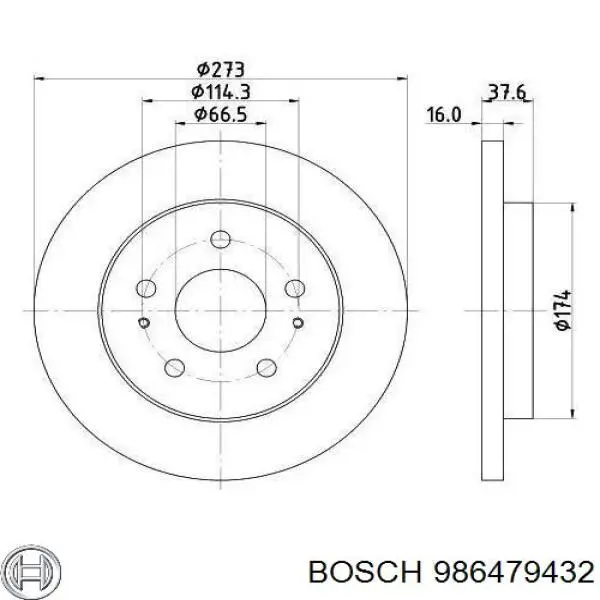 Диск переднього гальма Bosch 986479432 ціна, від 1346.25 UAH