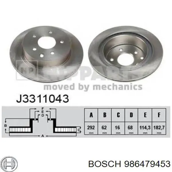 Купити 986479453 Bosch Диск заднього гальма