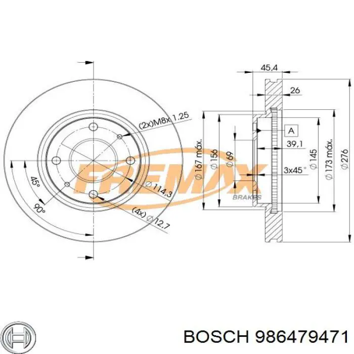 986479471 Bosch диск гальмівний передній