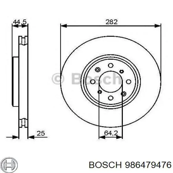 Диск гальмівний передній 986479476 Bosch