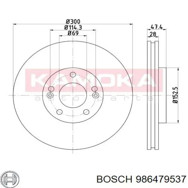 Диск переднього гальма Bosch 986479537 ціна, від 52.11 USD