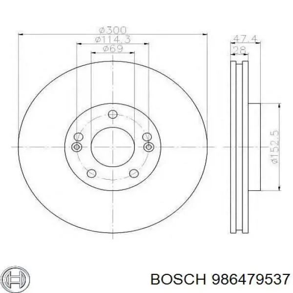 986479537 Bosch диск гальмівний передній