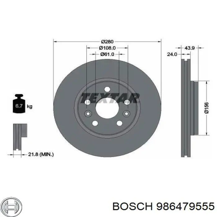 Гальмівні диски передні 986479555 Bosch