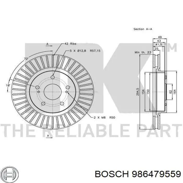 986479559 Bosch Гальмо дискове переднє