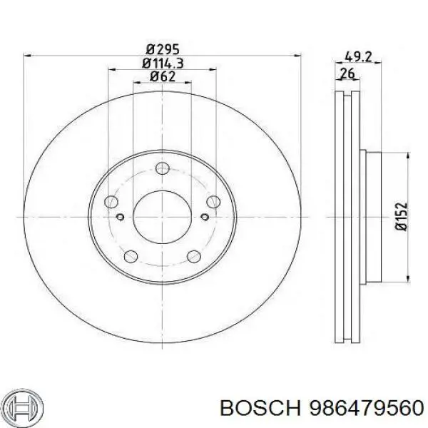 Диск гальмівний передній 986479560 Bosch