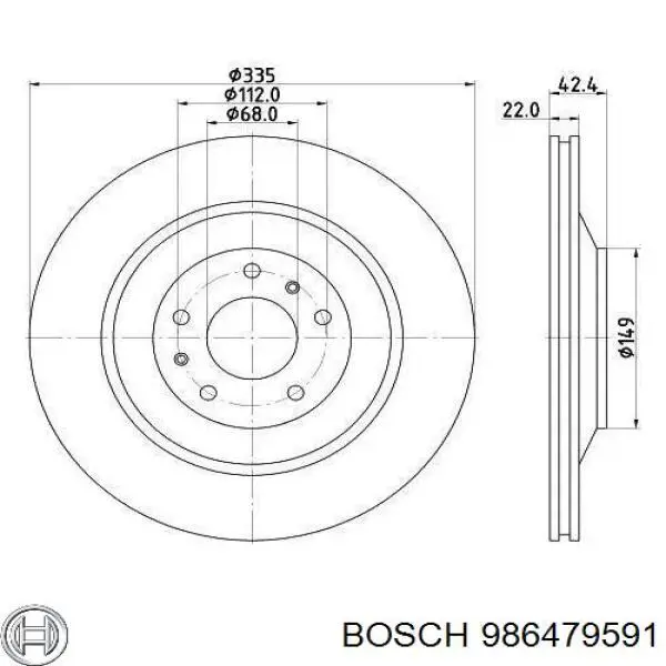 986479591 Bosch диск гальмівний задній