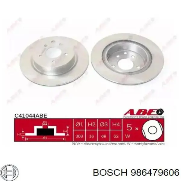 986479606 Bosch Дискові гальма