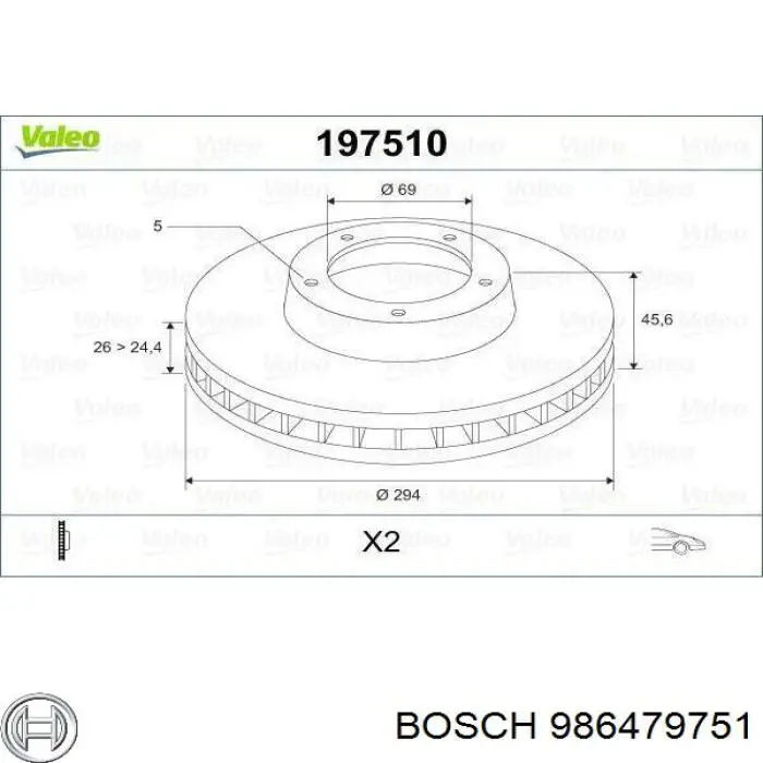 Гальмівні диски передні 986479751 Bosch