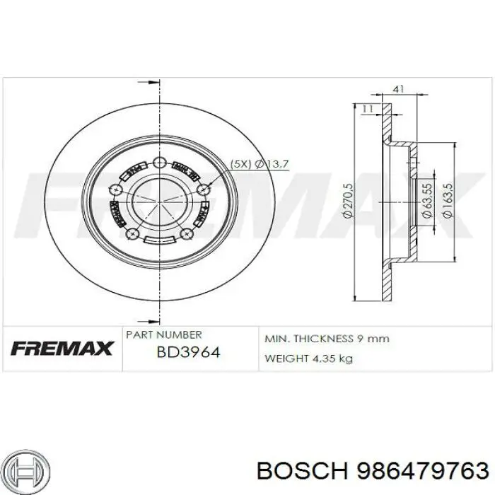986479763 Bosch Дискові гальма
