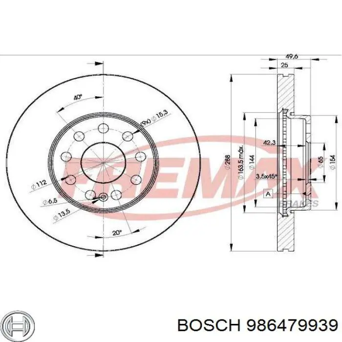 986479939 Bosch диск гальмівний передній