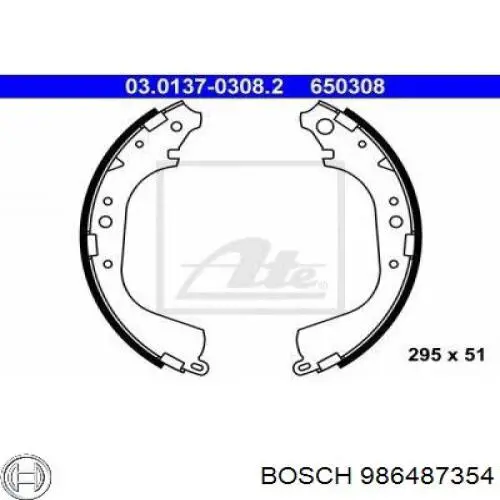 Купити 986487354 Bosch Колодки гальмові задні, барабанні