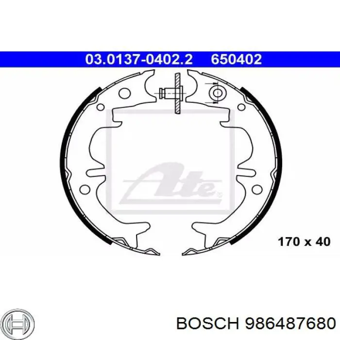 Колодки ручника/стоянкового гальма 986487680 Bosch