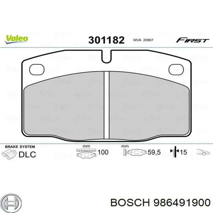 986491900 Bosch Передні гальмівні колодки