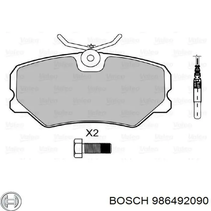 986492090 Bosch Передні гальмівні колодки