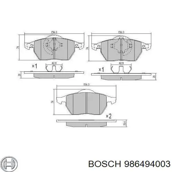 Передні тормозні колодки 986494003 Bosch