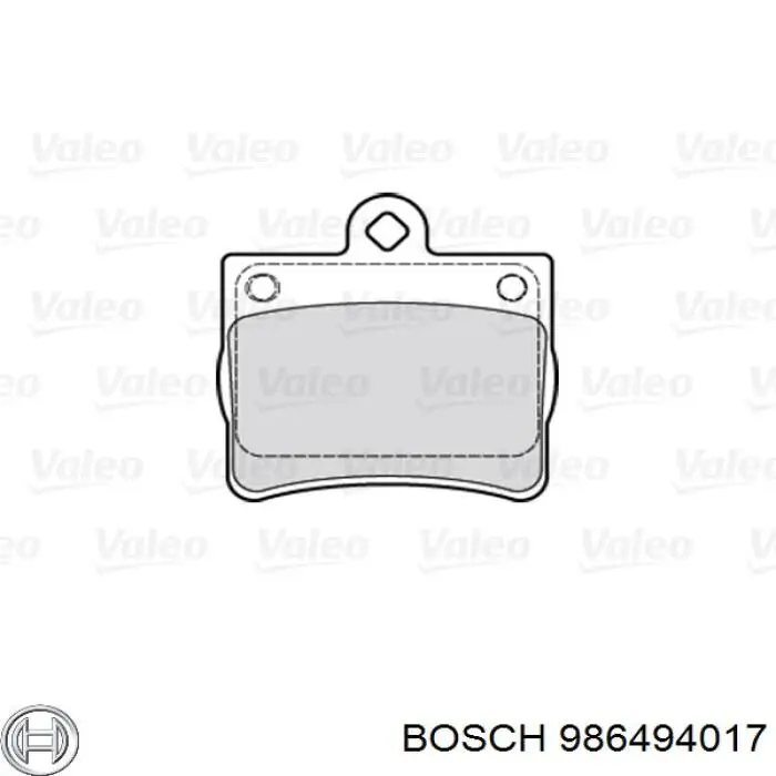 986494017 Bosch колодки гальмові задні, дискові