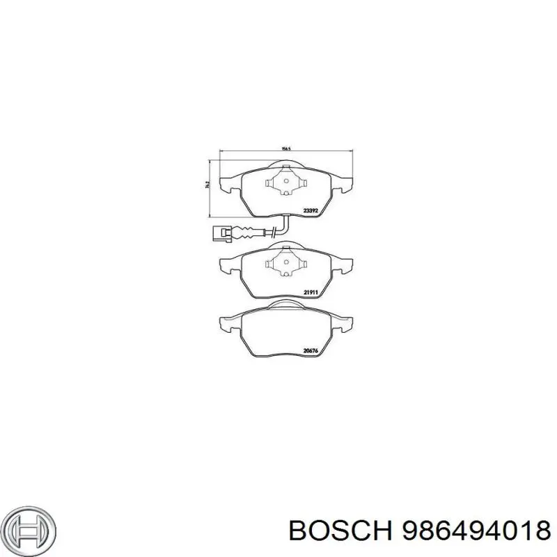 Передні тормозні колодки 986494018 Bosch