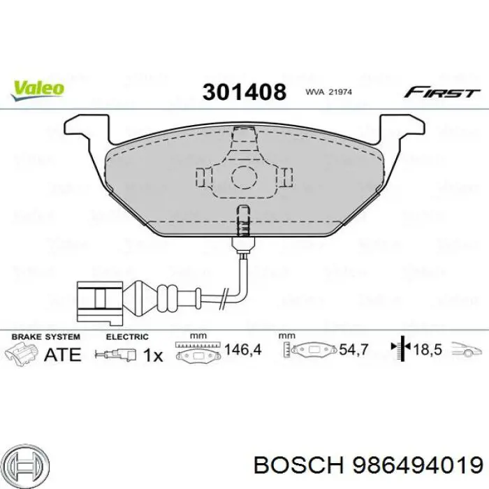 Гальмівні колодки Bosch 986494019 ціна, від 19.00 USD