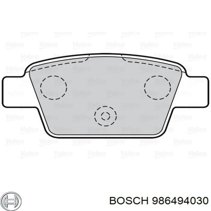 986494030 Bosch колодки гальмові задні, дискові