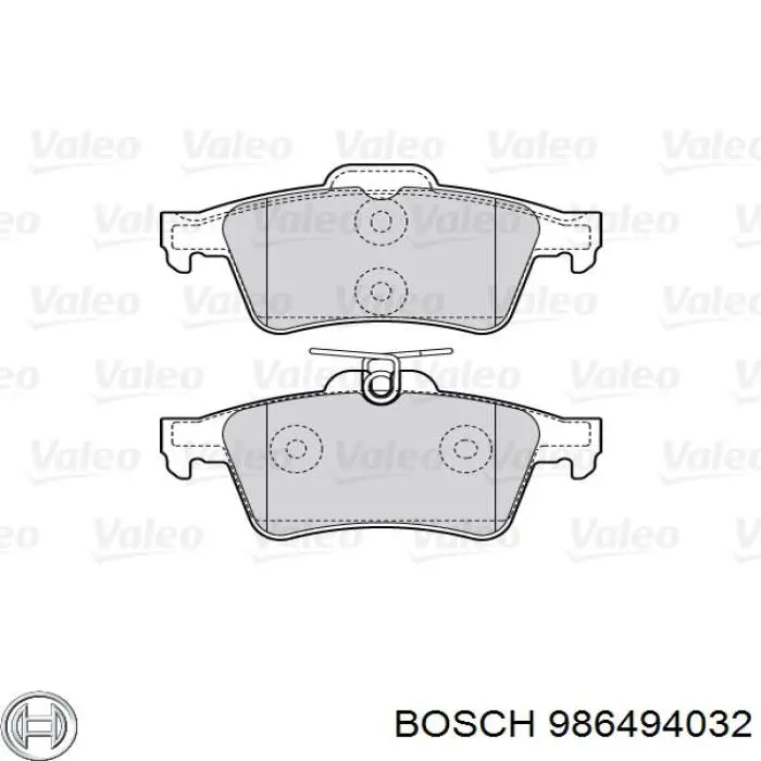 986494032 Bosch Колодки гальмівні задні, дискові