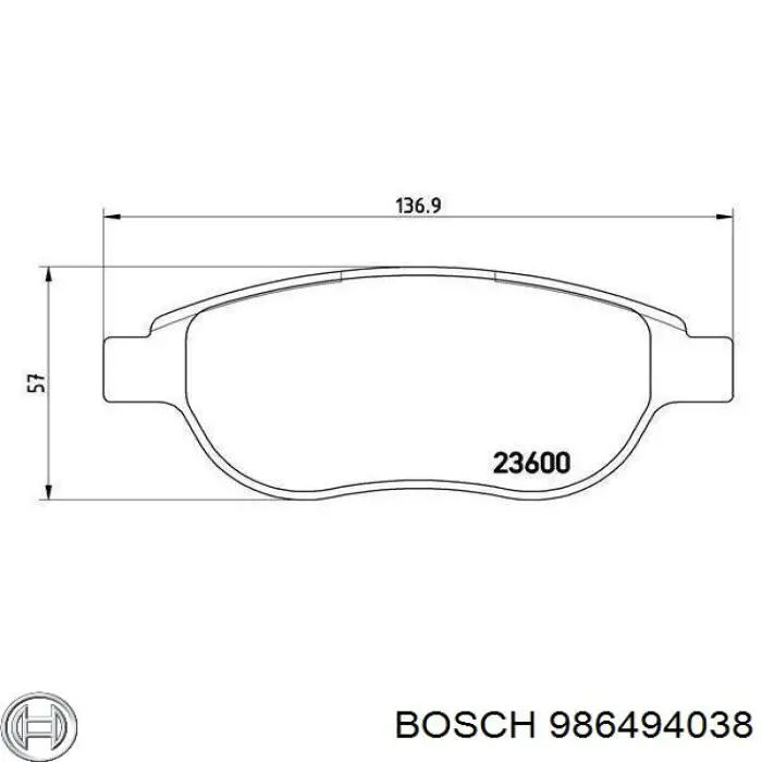 Передні тормозні колодки 986494038 Bosch