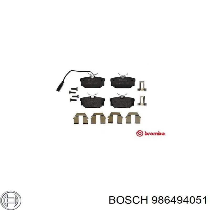 986494051 Bosch Колодки гальмівні задні, дискові