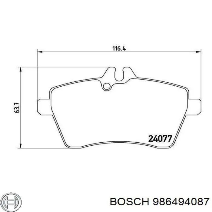 986494087 Bosch колодки гальмівні передні, дискові