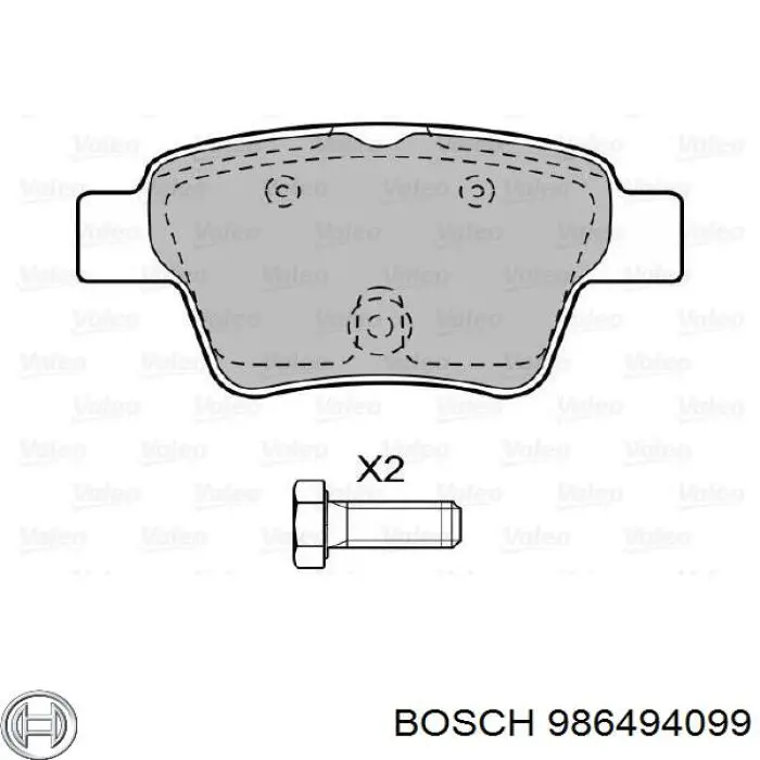 Задні гальмівні колодки 986494099 Bosch