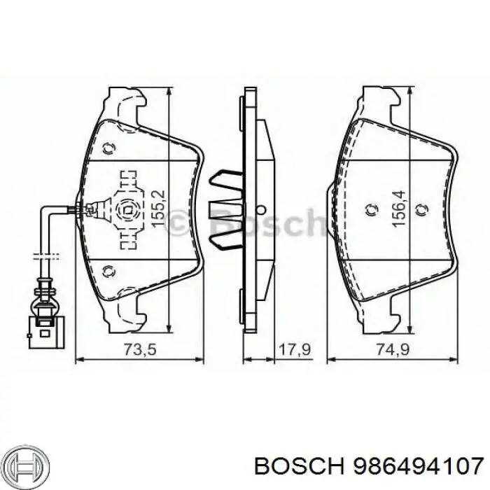 986494107 Bosch Передні гальмівні колодки