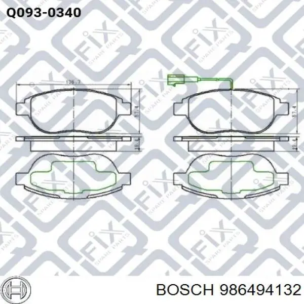 Гальмівні колодки Bosch 986494132 ціна, від 23.42 USD