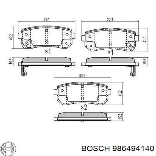 986494140 Bosch Колодки гальмівні задні, дискові