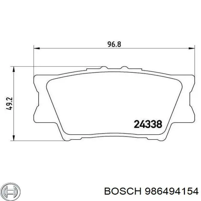 Задні гальмівні колодки 986494154 Bosch