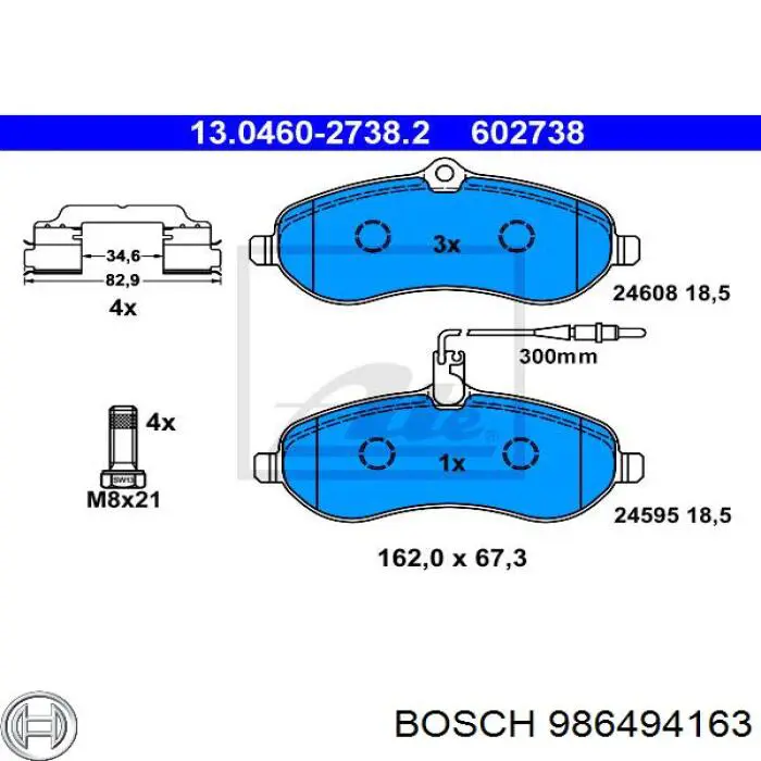 Гальмівні колодки Bosch 986494163 ціна, від 22.32 USD