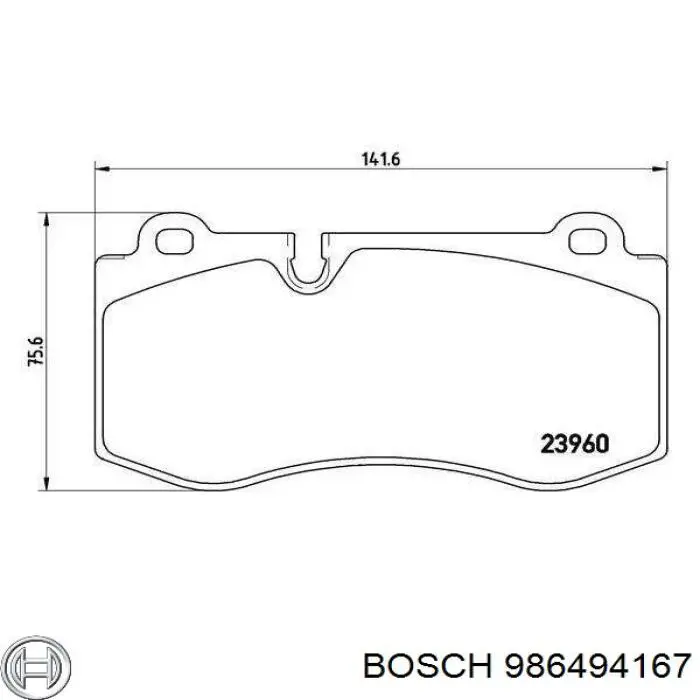 Купити 986494167 Bosch Колодки гальмівні передні, дискові
