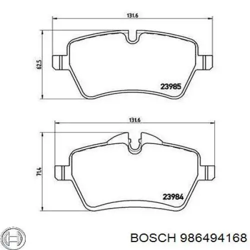 986494168 Bosch Передні гальмівні колодки