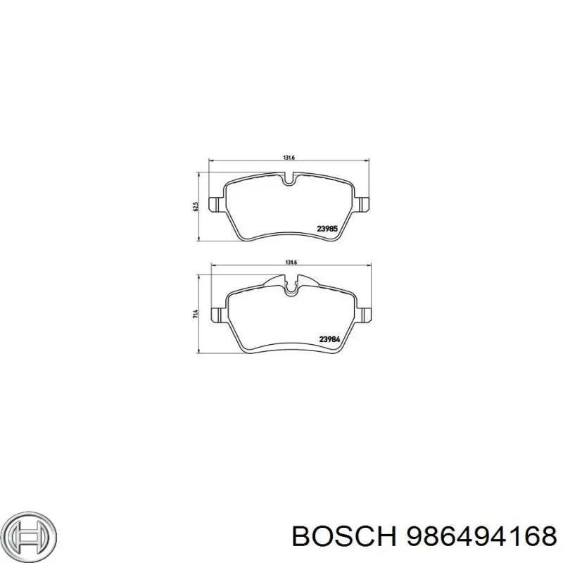Купити 986494168 Bosch Колодки гальмівні передні, дискові