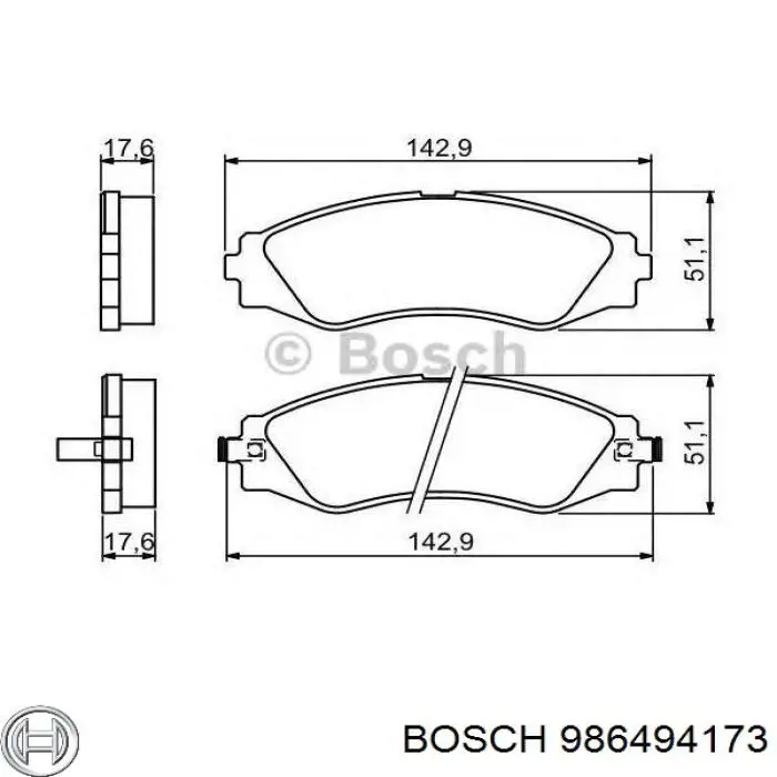 986494173 Bosch колодки гальмівні передні, дискові