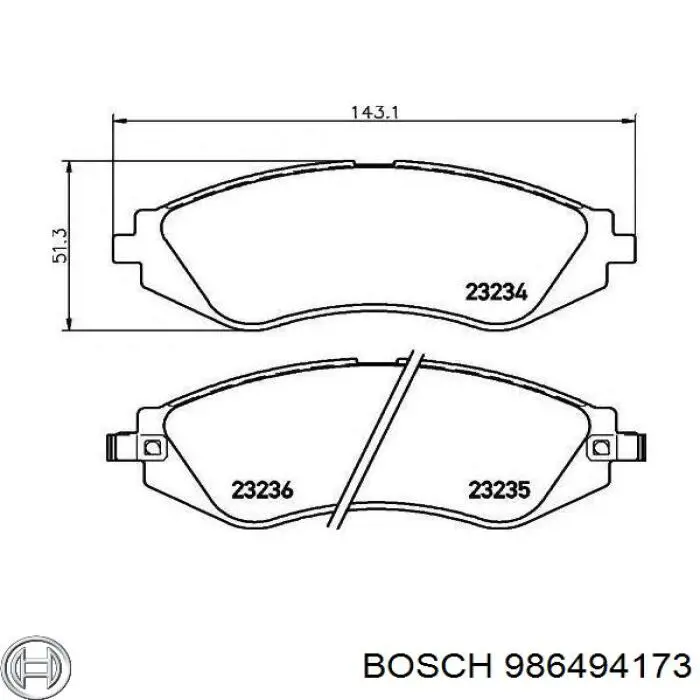 Купити 986494173 Bosch Колодки гальмівні передні, дискові
