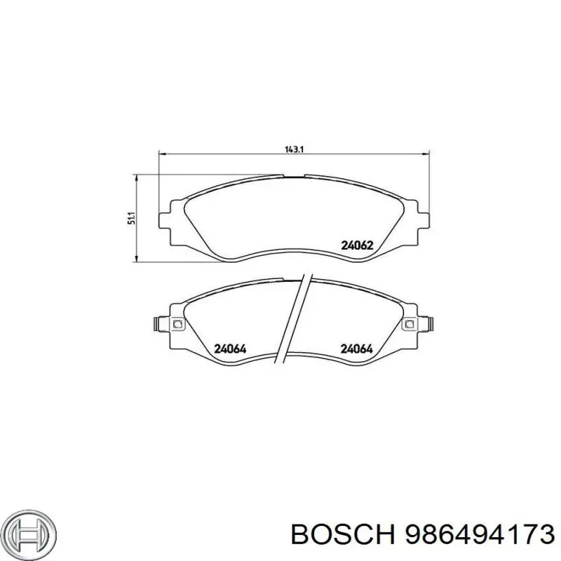 Передні тормозні колодки 986494173 Bosch