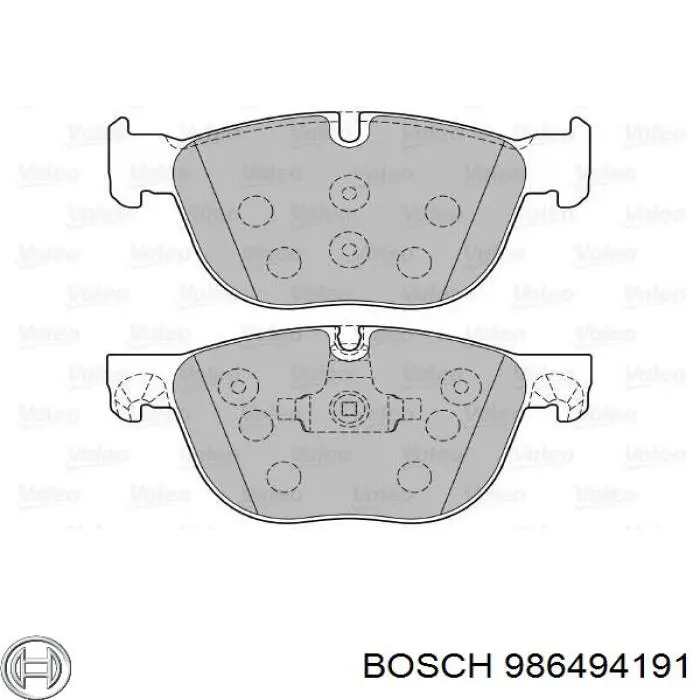 986494191 Bosch колодки гальмівні передні, дискові