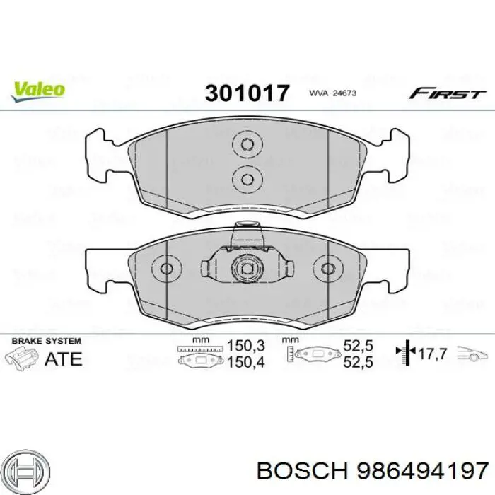 Гальмівні колодки Bosch 986494197 ціна, від 24.26 USD