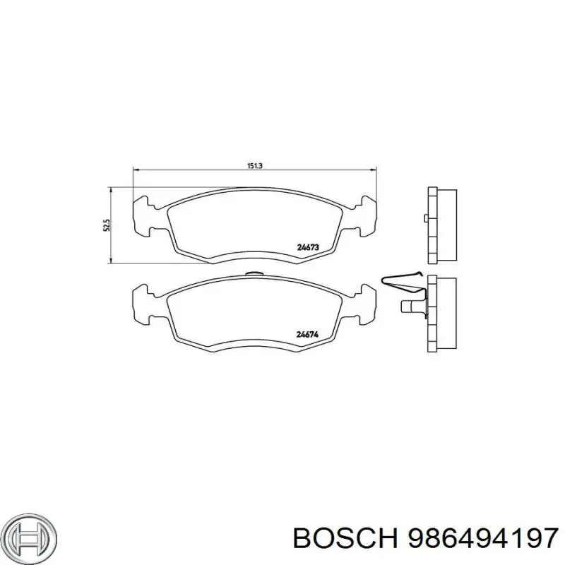 Передні тормозні колодки 986494197 Bosch