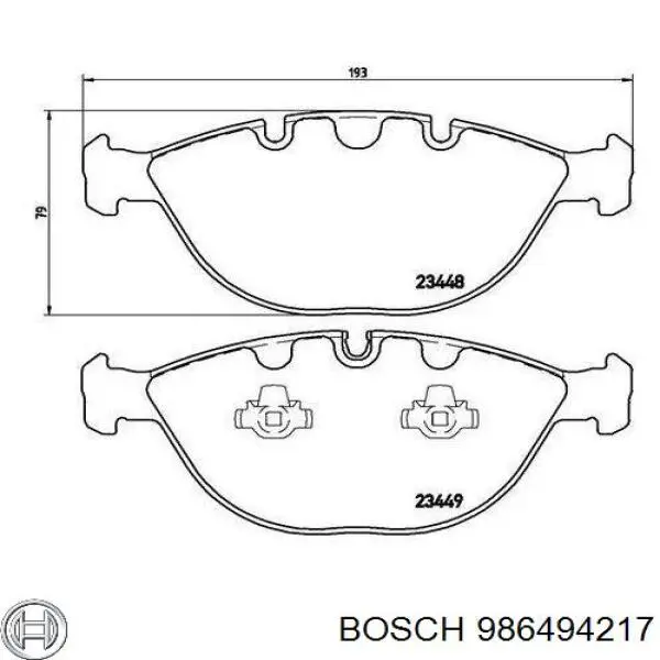 986494217 Bosch колодки гальмівні передні, дискові